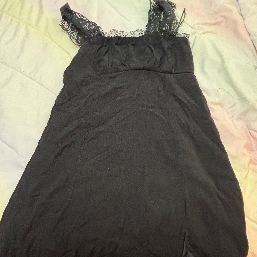 Black Lace Trim Dress